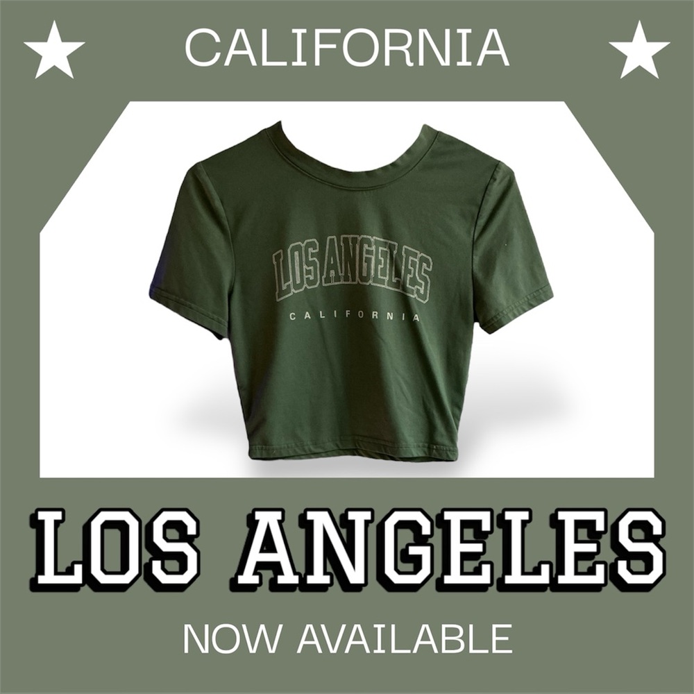 SHEIN Los Angeles California Crop Top in Green Women’s Size XS